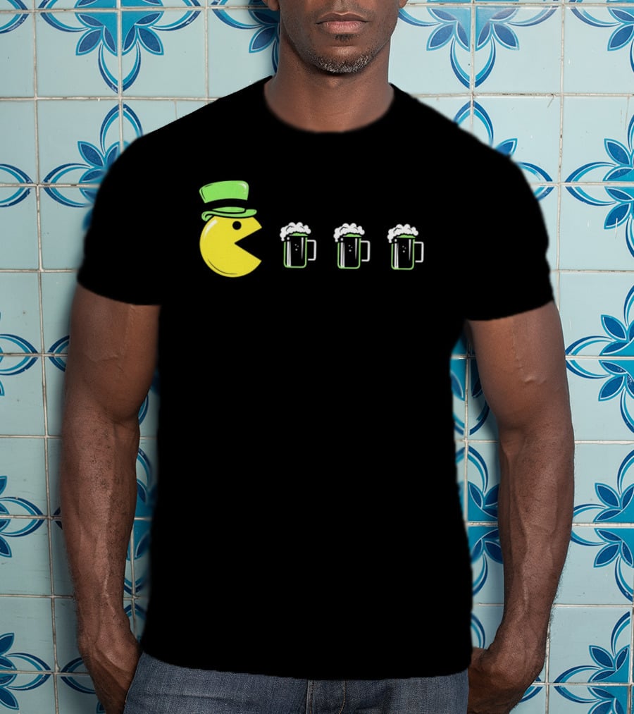 St Pacman's Day St Patrick's Day Beer And Classic Video Game Celebration T-Shirt