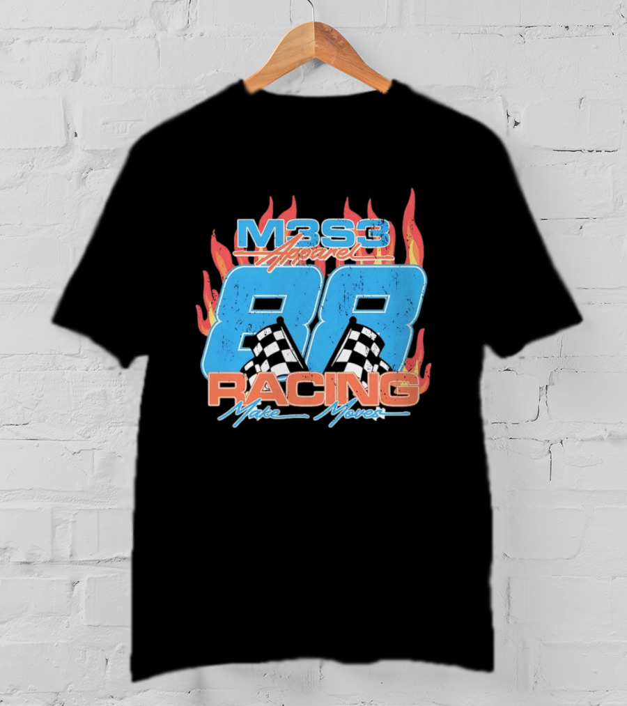 M3S3 Apparel 88 Racing Make Moves Racing Flames Checkered Flags T-Shirt