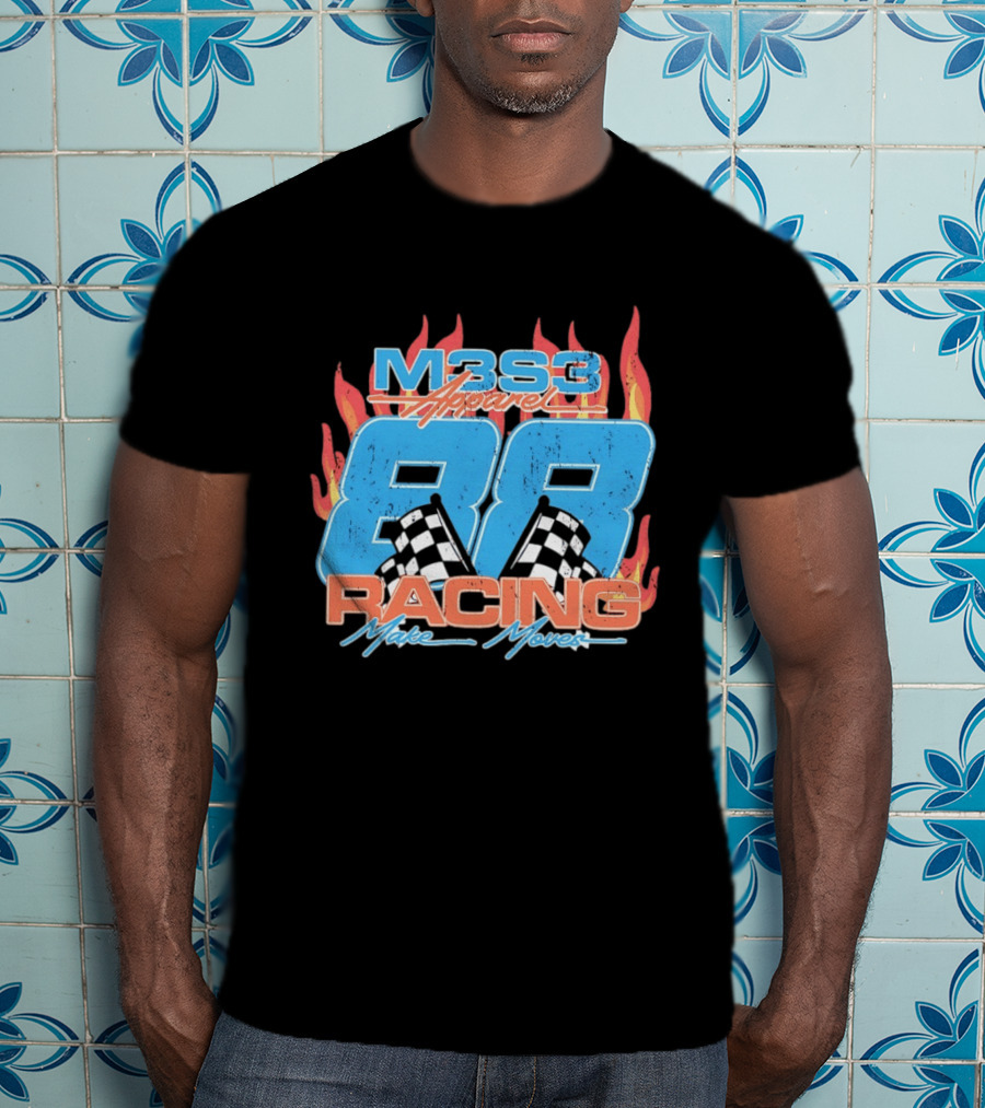 M3S3 Apparel 88 Racing Make Moves Racing Flames Checkered Flags T-Shirt