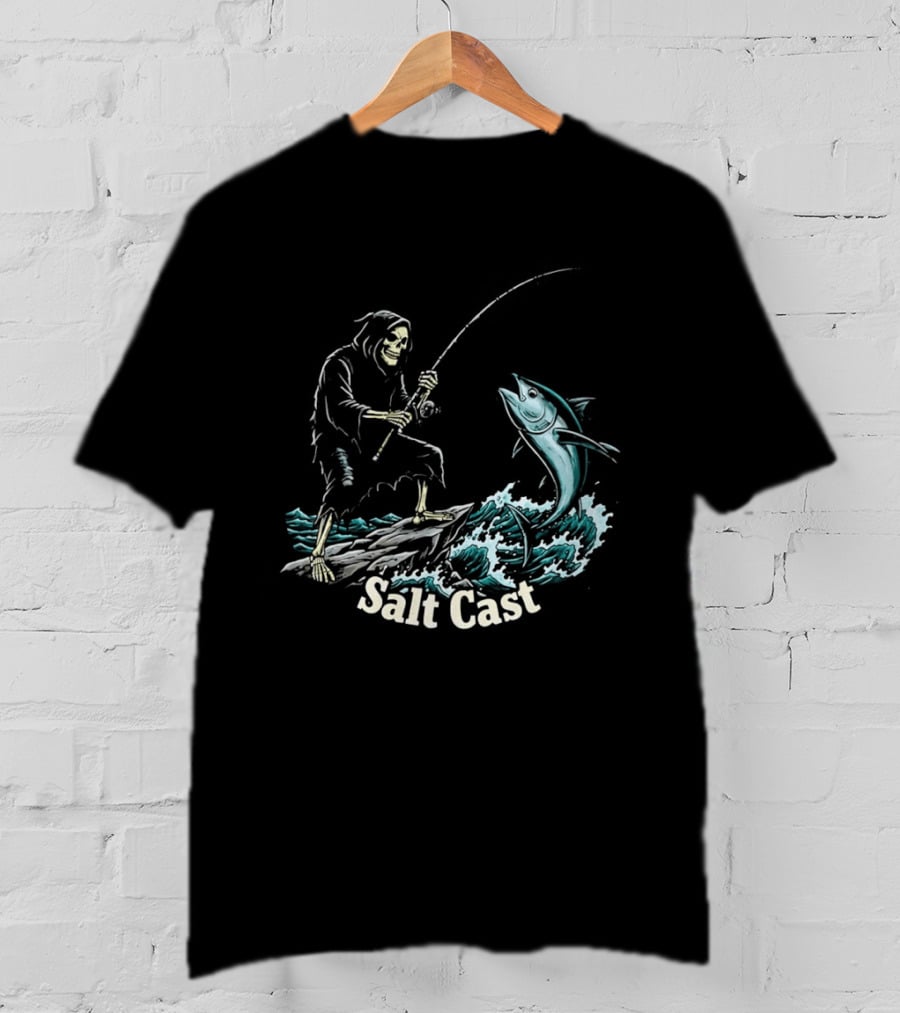 The Grim Reaper Fishing For Tuna On Sea Salt Cast T-Shirt