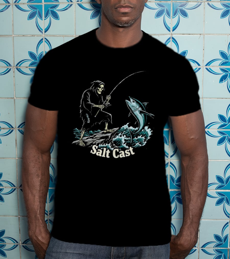 The Grim Reaper Fishing For Tuna On Sea Salt Cast T-Shirt