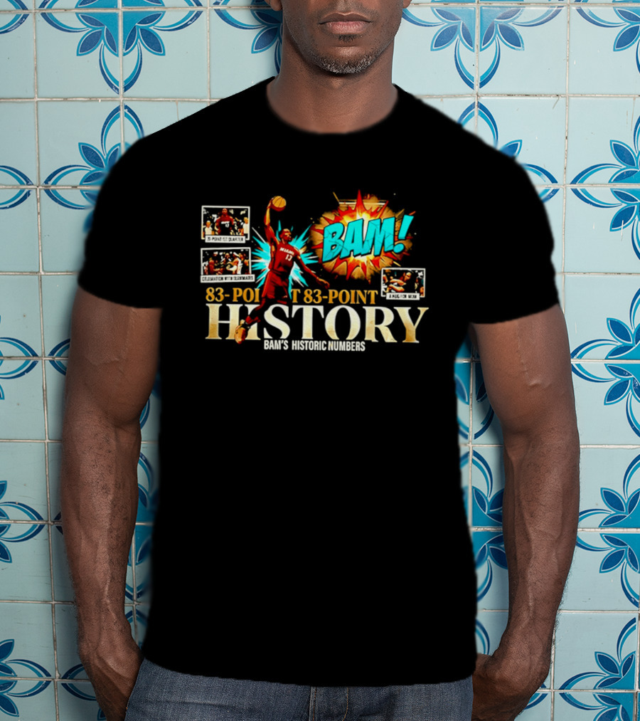 Miami Heat Bam Adebayo 83 Point History Bam's Historic Dunkers Comic T-Shirt
