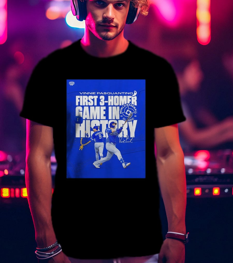 Vinnie Pasquantino First 3 Homer Game World Baseball Classic 2026 History T-Shirt