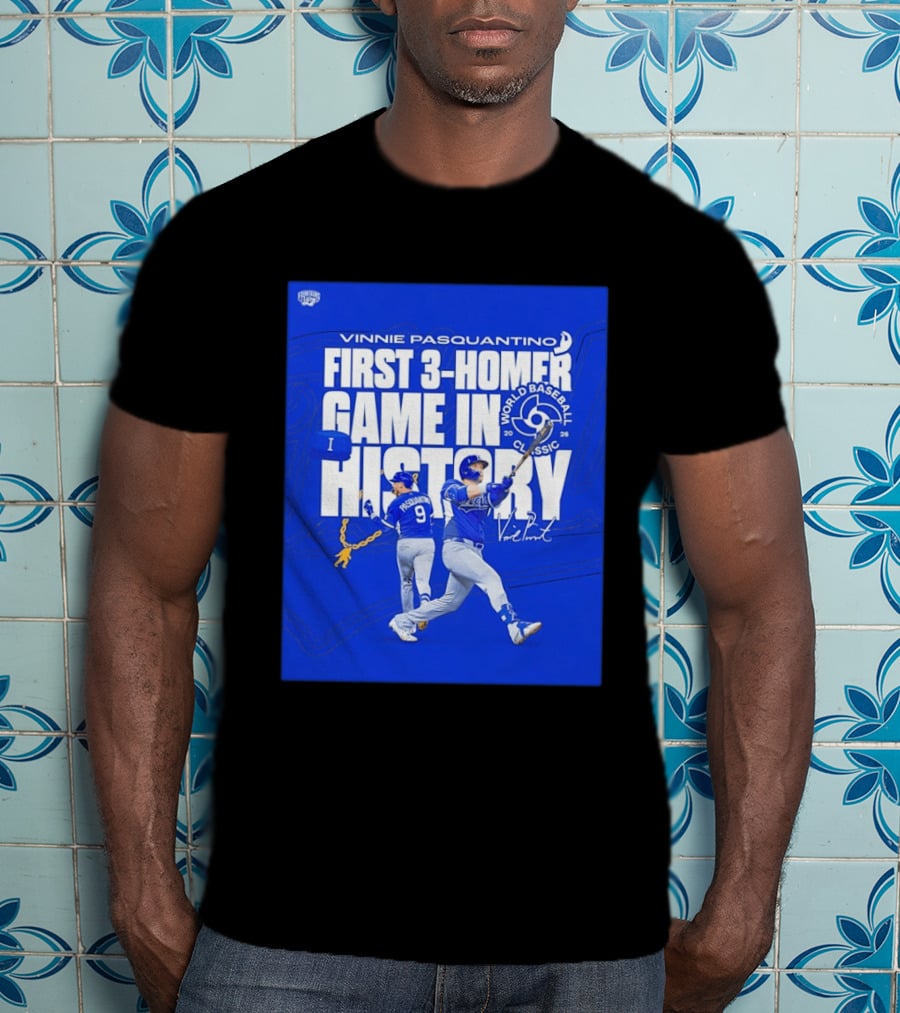 Vinnie Pasquantino First 3 Homer Game World Baseball Classic 2026 History T-Shirt