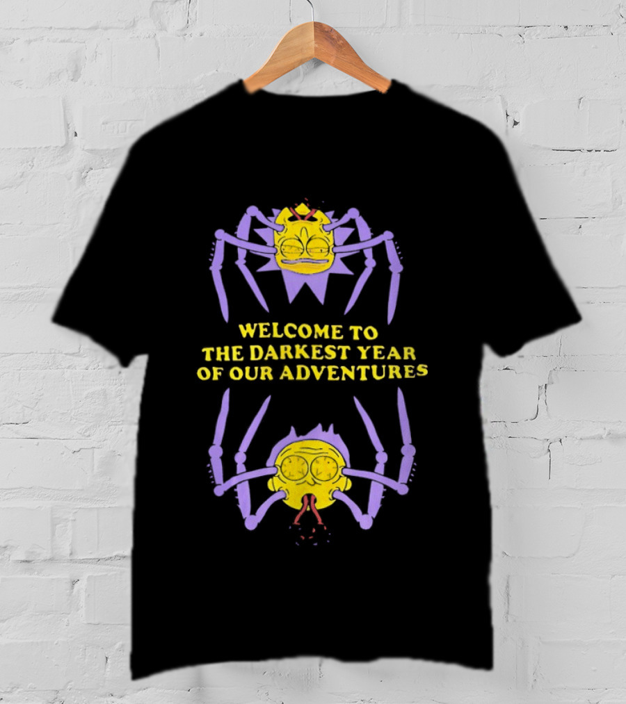 Welcome To The Darkest Year Of Our Adventures Purple And Yellow Cartoon Creatures T-Shirt