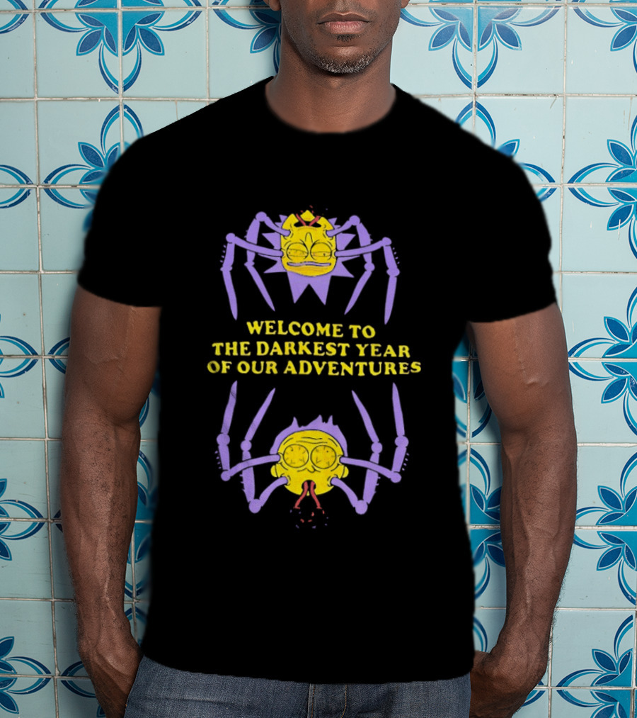 Welcome To The Darkest Year Of Our Adventures Purple And Yellow Cartoon Creatures T-Shirt