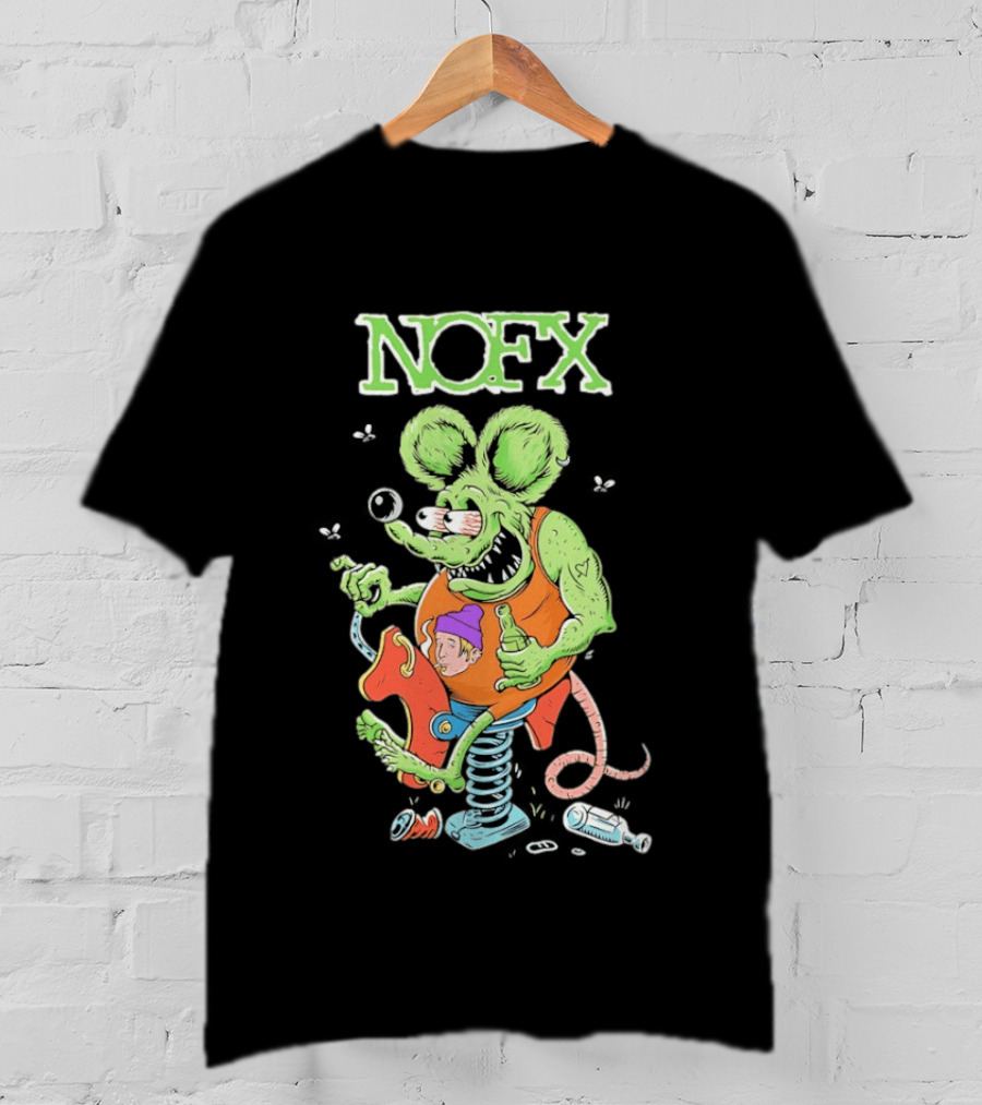 NOFX Wind Up Mouse Rat Fink Green Monster T-Shirt