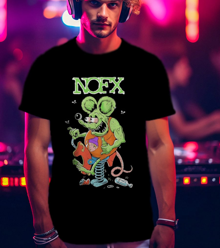 NOFX Wind Up Mouse Rat Fink Green Monster T-Shirt
