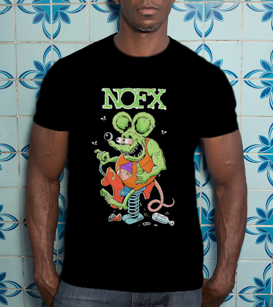 NOFX Wind Up Mouse Rat Fink Green Monster T-Shirt