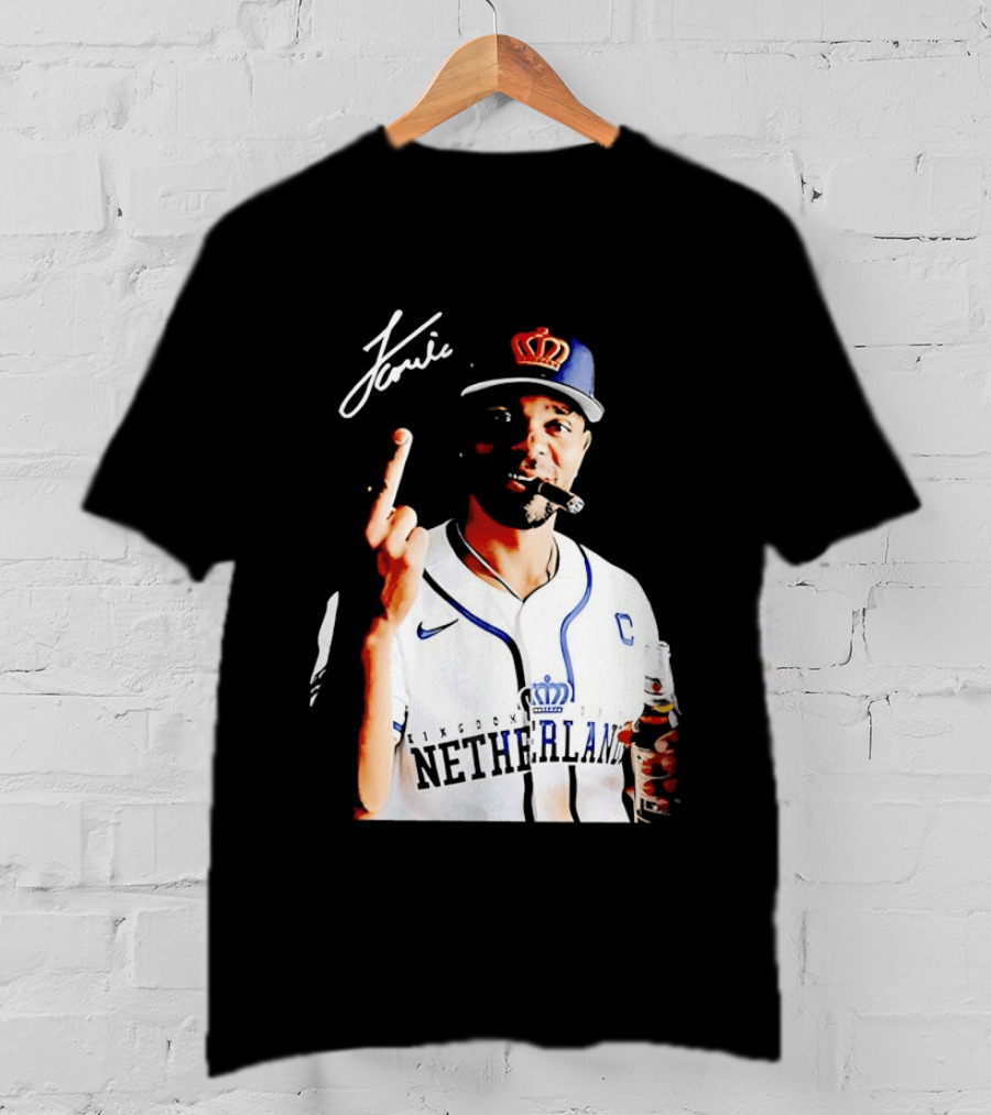 Xander Bogaerts Netherlands Baseball Smoking Gesture Middle Finger T-Shirt