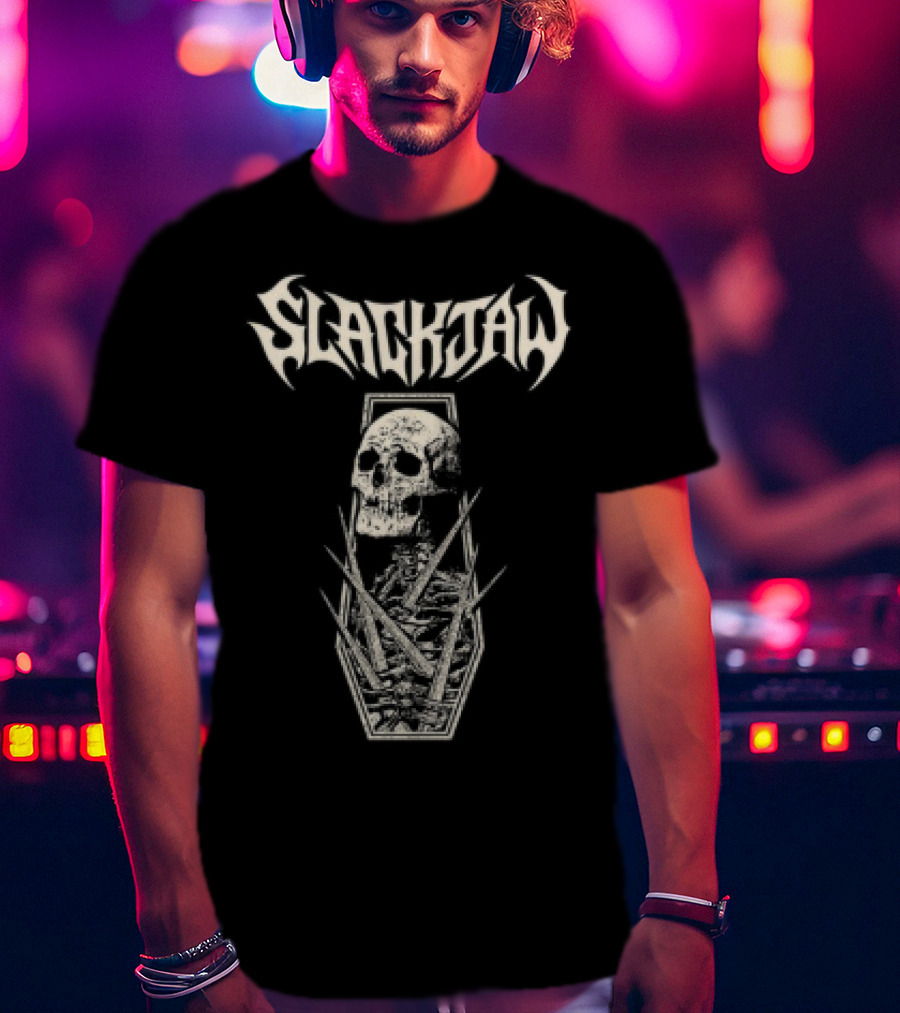 Slackjaw Skull And Coffin Design T-Shirt