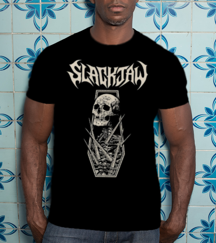 Slackjaw Skull And Coffin Design T-Shirt