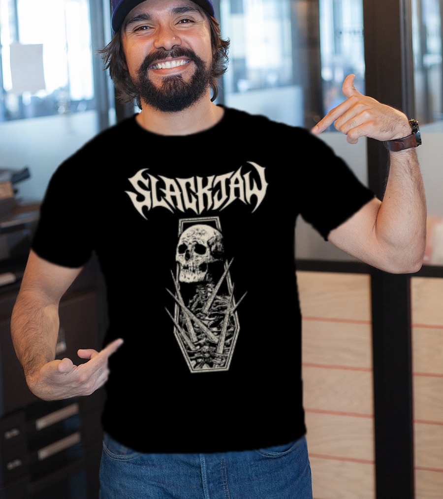 Slackjaw Skull And Coffin Design T-Shirt