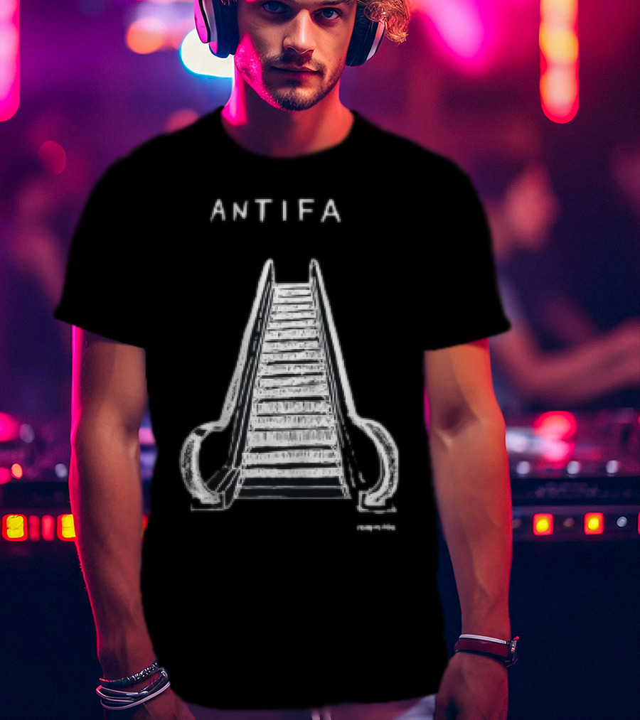 ANTIFA Escalator Stairs With Symbolic Message T-Shirt