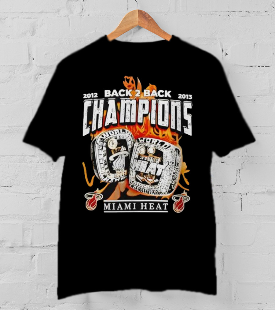 2012 2013 Back 2 Back Champions Miami Heat Rings T-Shirt