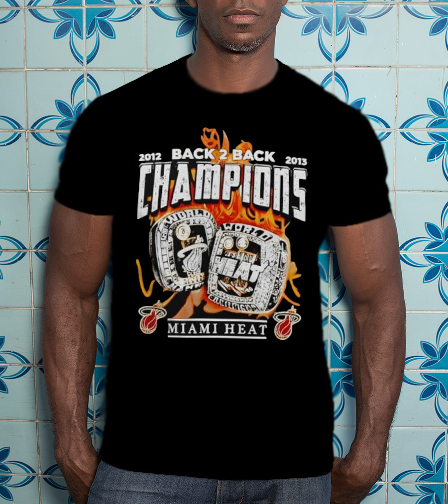 2012 2013 Back 2 Back Champions Miami Heat Rings T-Shirt
