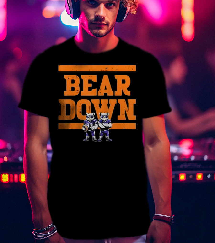 Bear Down Bears Football Blue And Orange Team Spirit T-Shirt