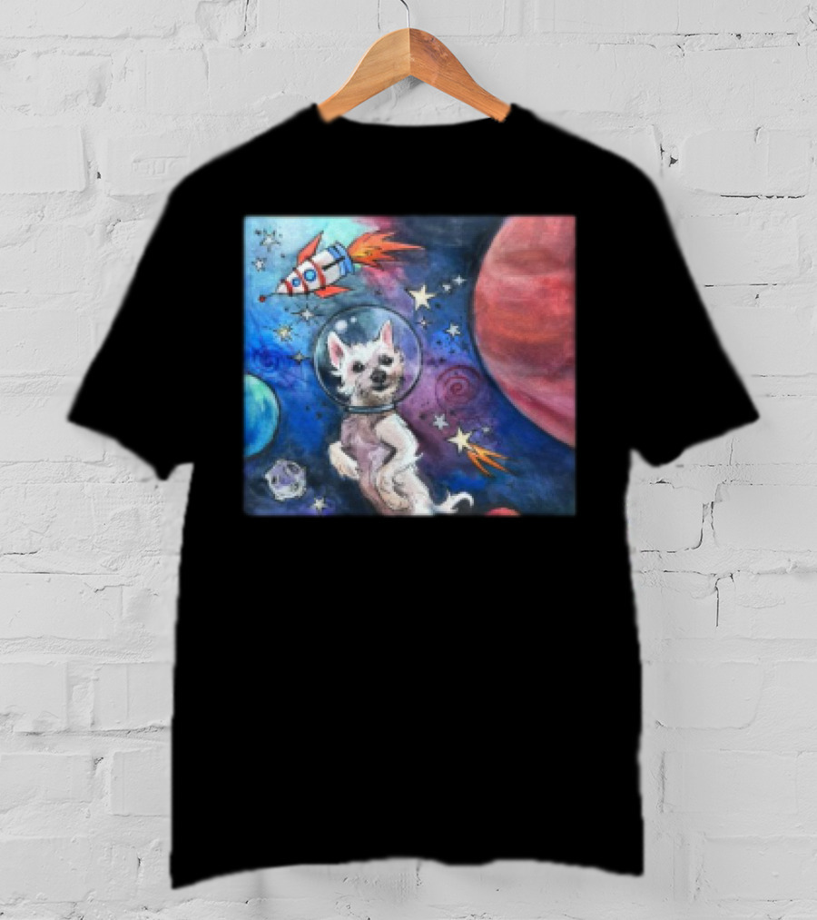 Bradford In Space Dog Astronaut Adventure With Rocket And Planets T-Shirt