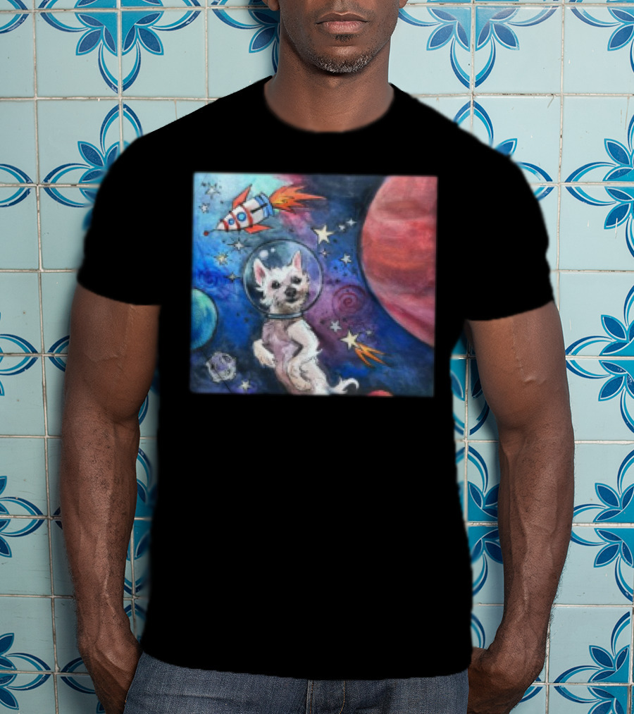 Bradford In Space Dog Astronaut Adventure With Rocket And Planets T-Shirt