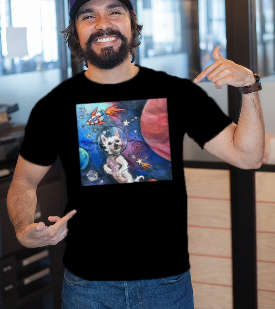 Bradford In Space Dog Astronaut Adventure With Rocket And Planets T-Shirt