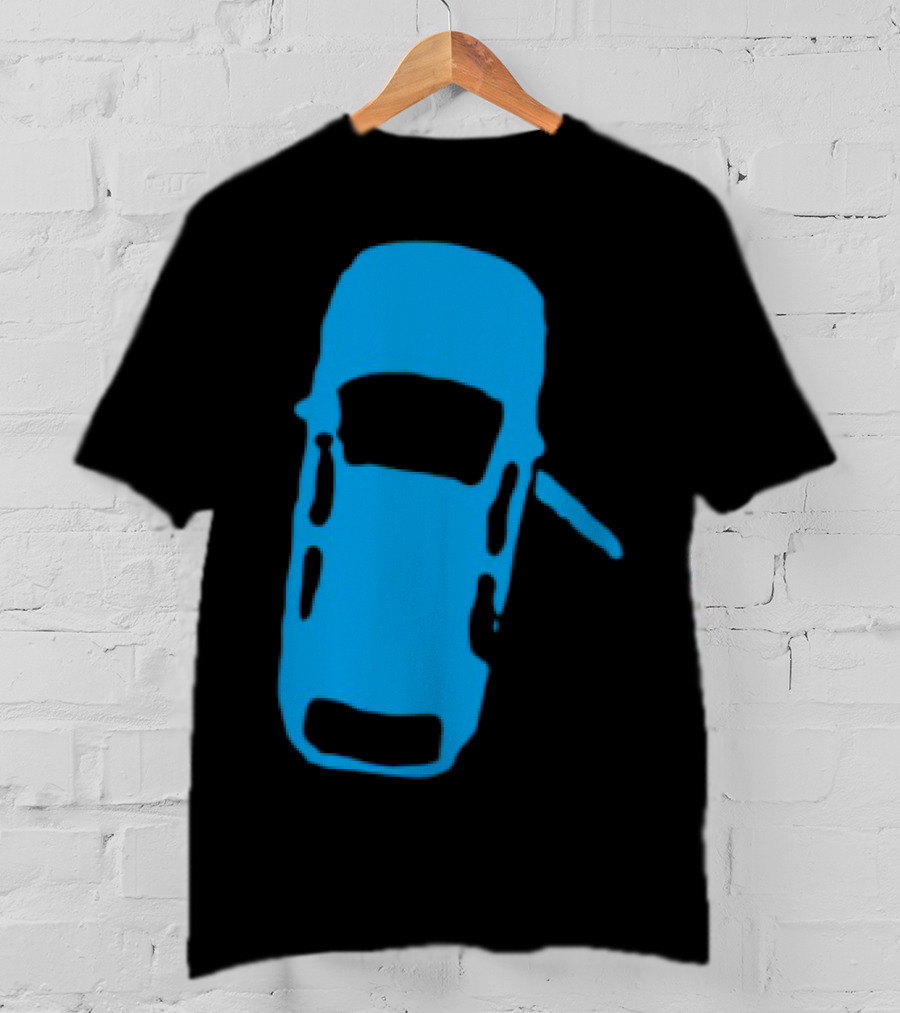 Door Ajar Blue Car Overhead Angle Vintage Style T-Shirt
