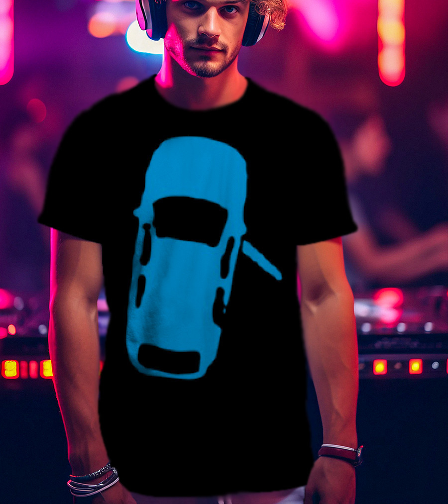 Door Ajar Blue Car Overhead Angle Vintage Style T-Shirt