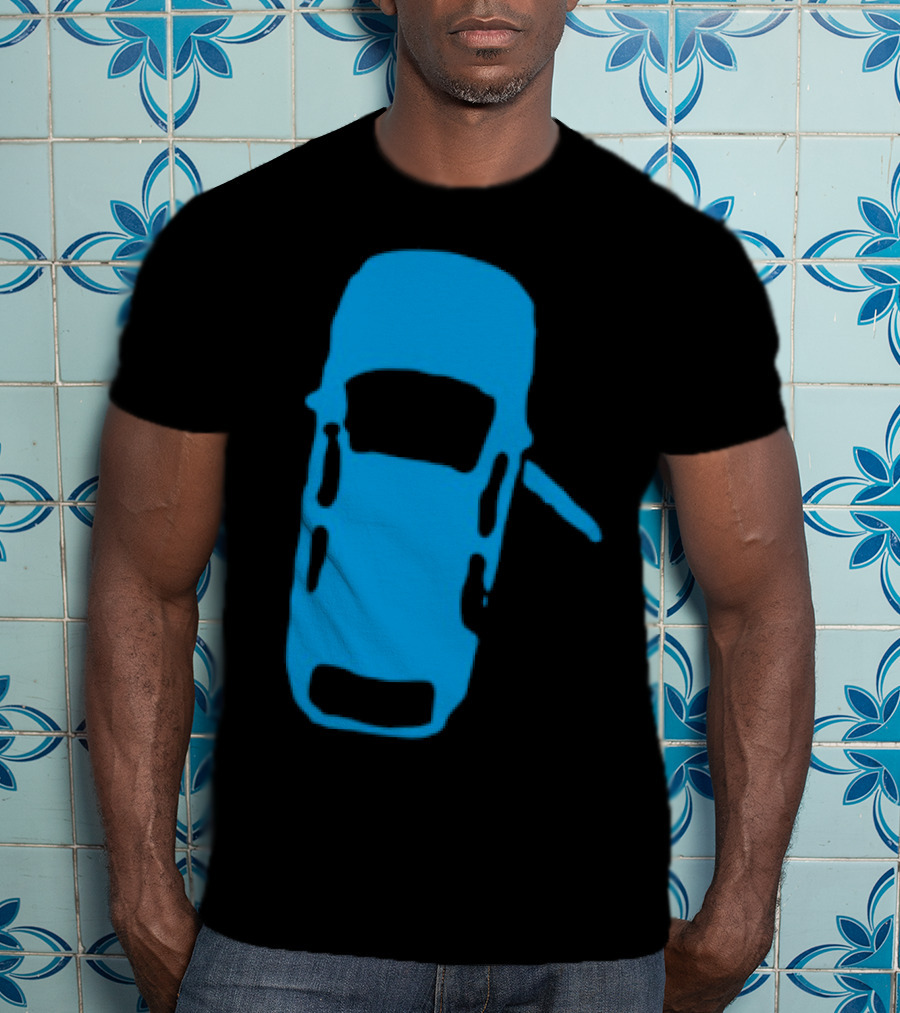 Door Ajar Blue Car Overhead Angle Vintage Style T-Shirt