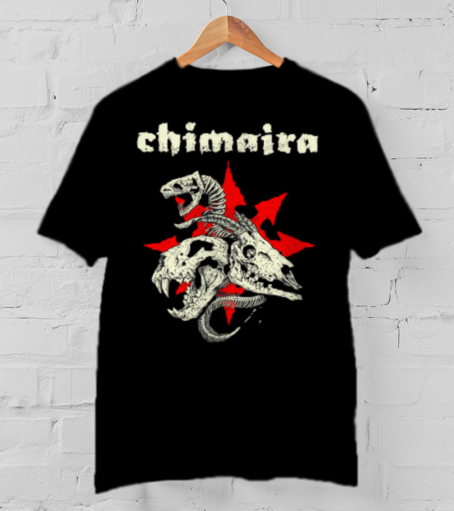 Chimaira Skull Chimairaband Red Star Three-Headed Creature T-Shirt