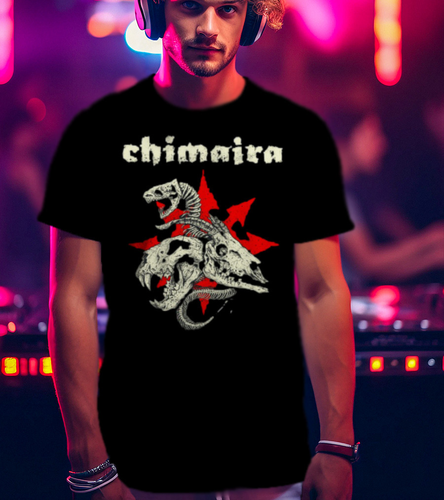 Chimaira Skull Chimairaband Red Star Three-Headed Creature T-Shirt