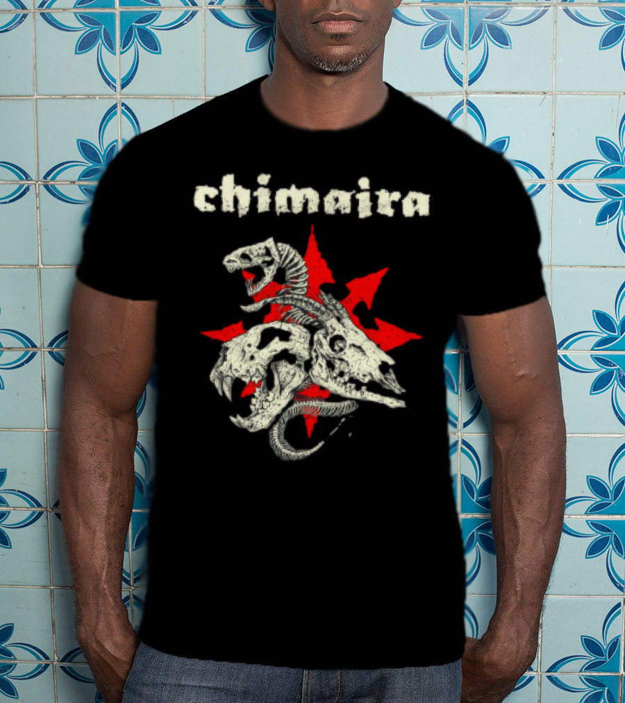 Chimaira Skull Chimairaband Red Star Three-Headed Creature T-Shirt