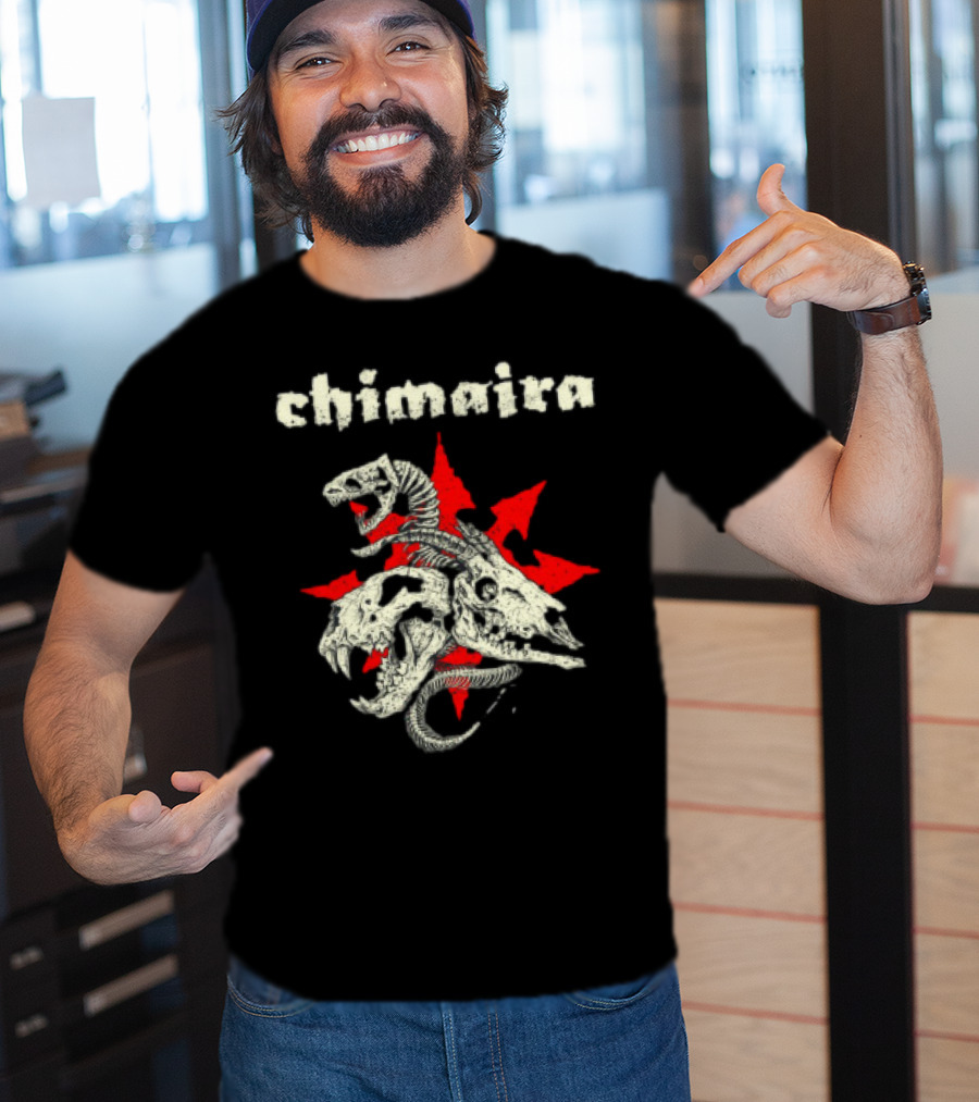 Chimaira Skull Chimairaband Red Star Three-Headed Creature T-Shirt