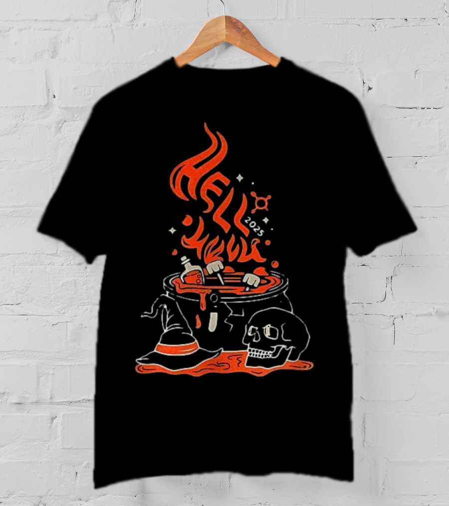 Hell Week 2025 Halloween Witch Skull Cauldron Potion T-Shirt