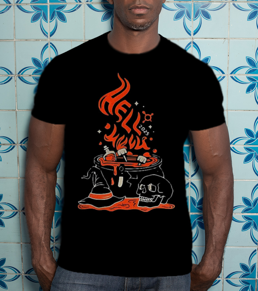 Hell Week 2025 Halloween Witch Skull Cauldron Potion T-Shirt