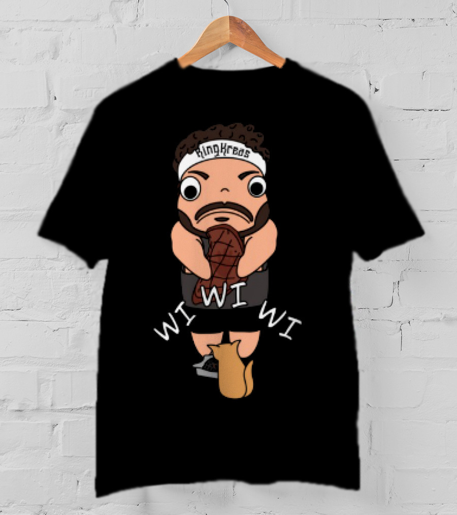 Gabrielaeros King Kreas Wi Wi Wi Funny Character With Cat T-Shirt