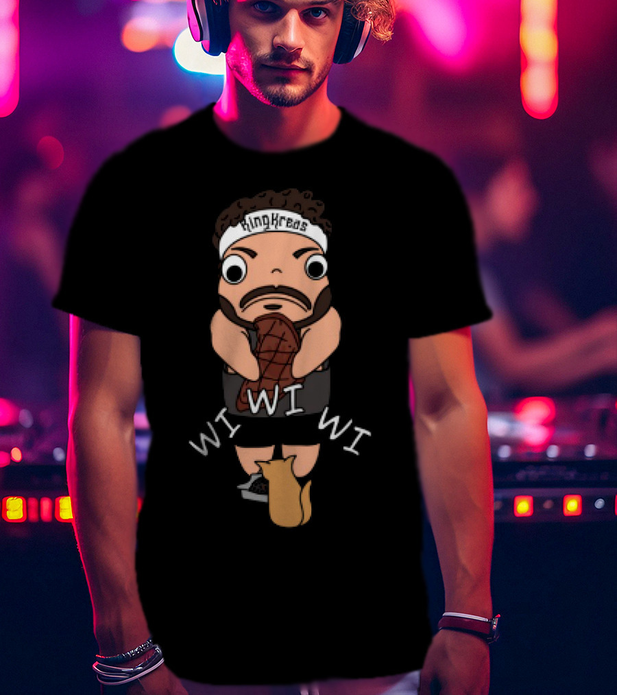 Gabrielaeros King Kreas Wi Wi Wi Funny Character With Cat T-Shirt