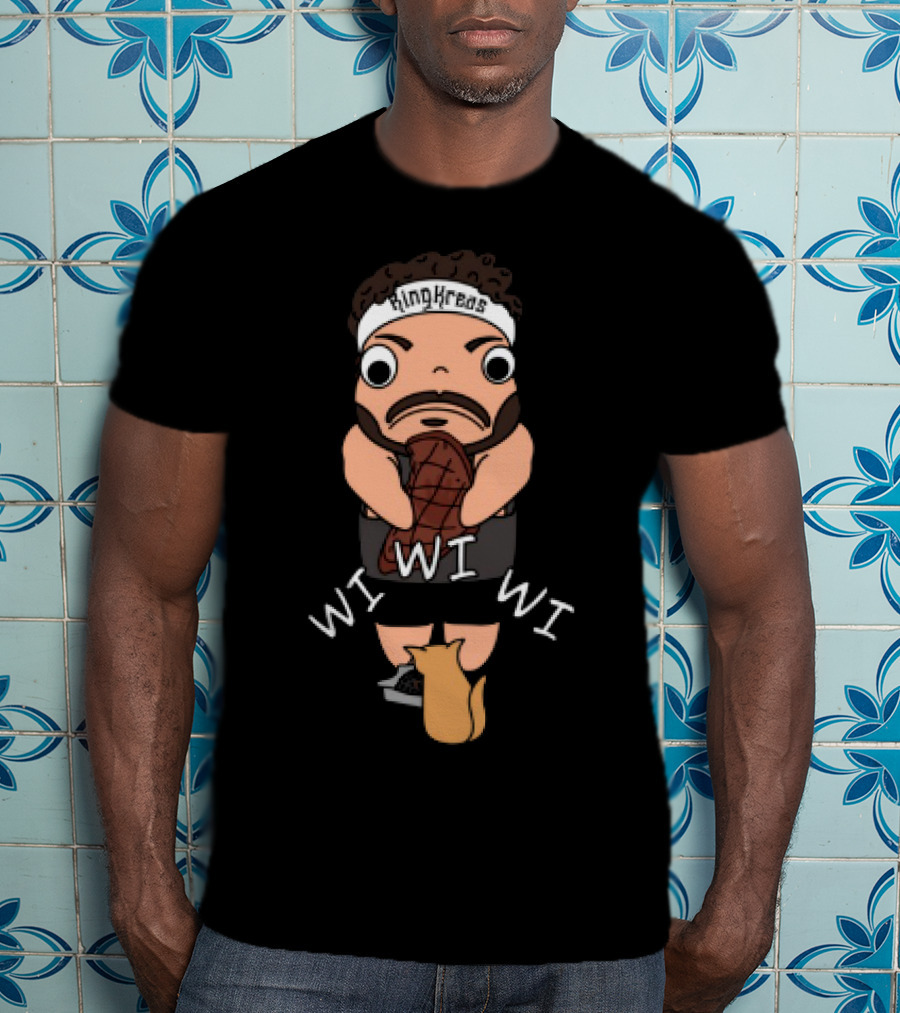 Gabrielaeros King Kreas Wi Wi Wi Funny Character With Cat T-Shirt