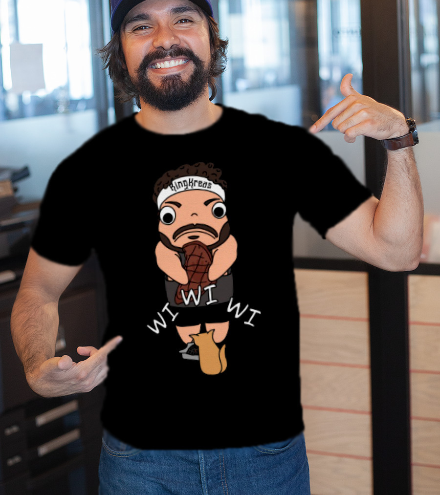 Gabrielaeros King Kreas Wi Wi Wi Funny Character With Cat T-Shirt