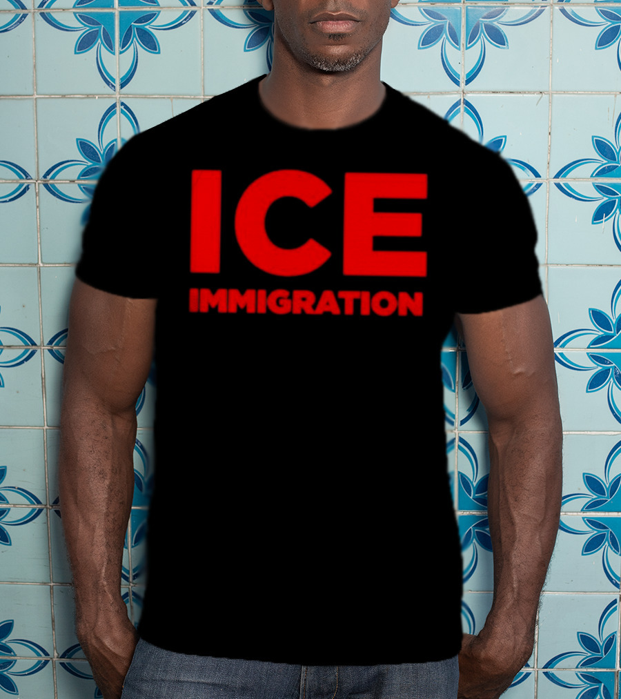 ICE Immigration Bold Red Block Lettering T-Shirt
