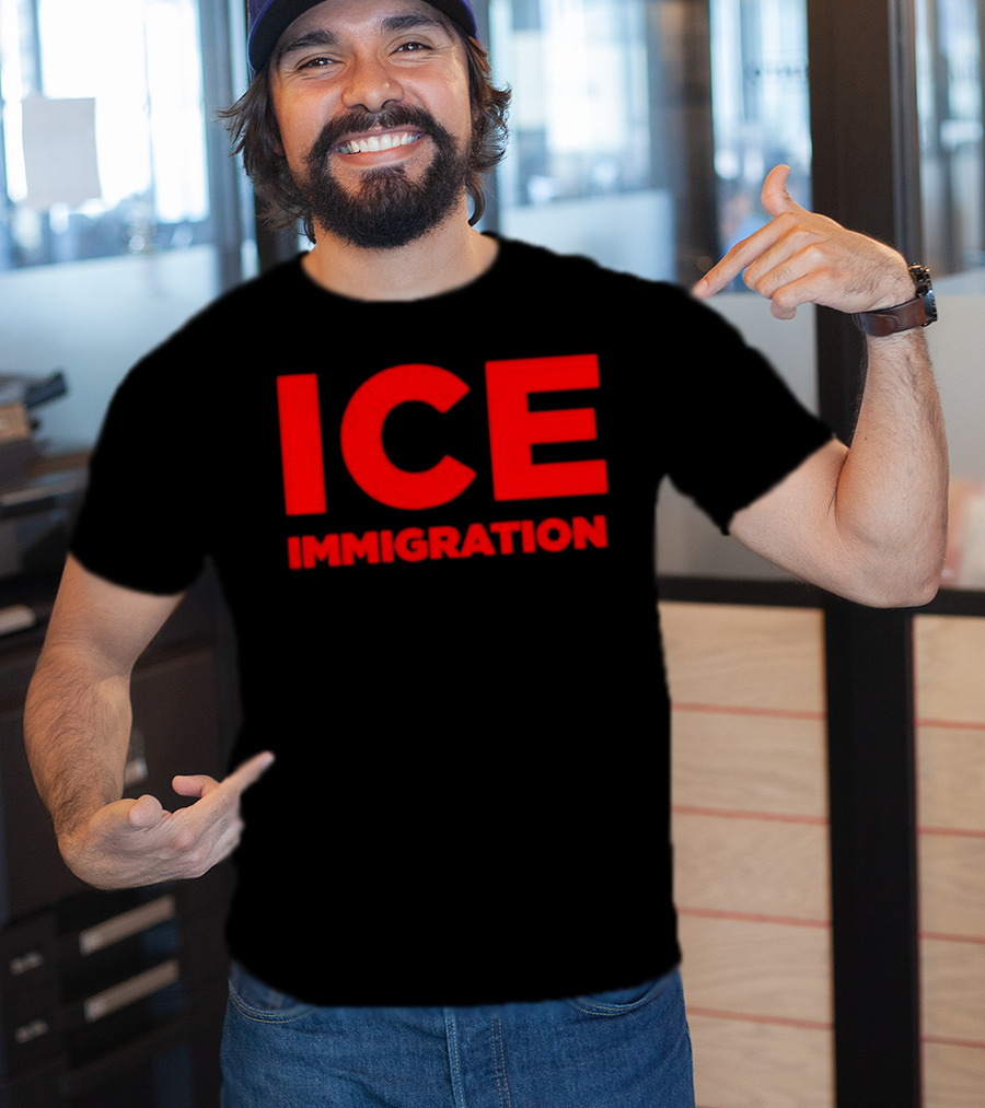 ICE Immigration Bold Red Block Lettering T-Shirt