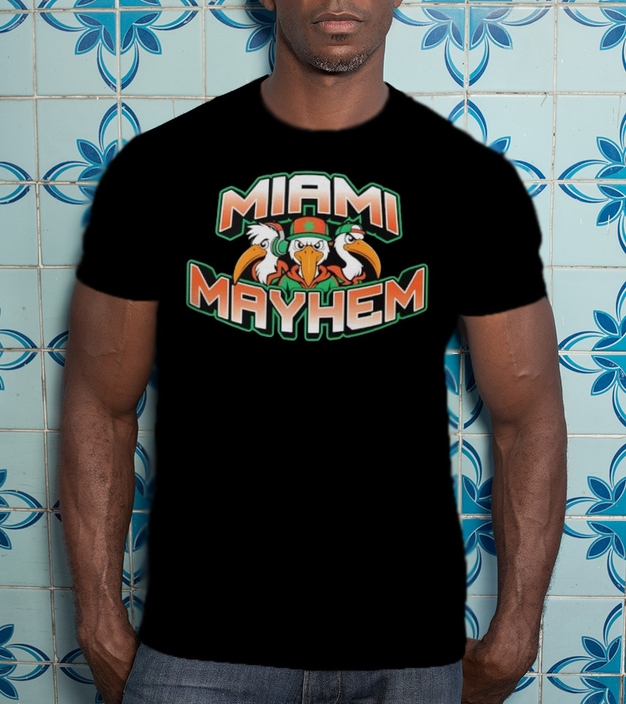 Miami Mayhem Bird Trio With Headphones And Attitude T-Shirt