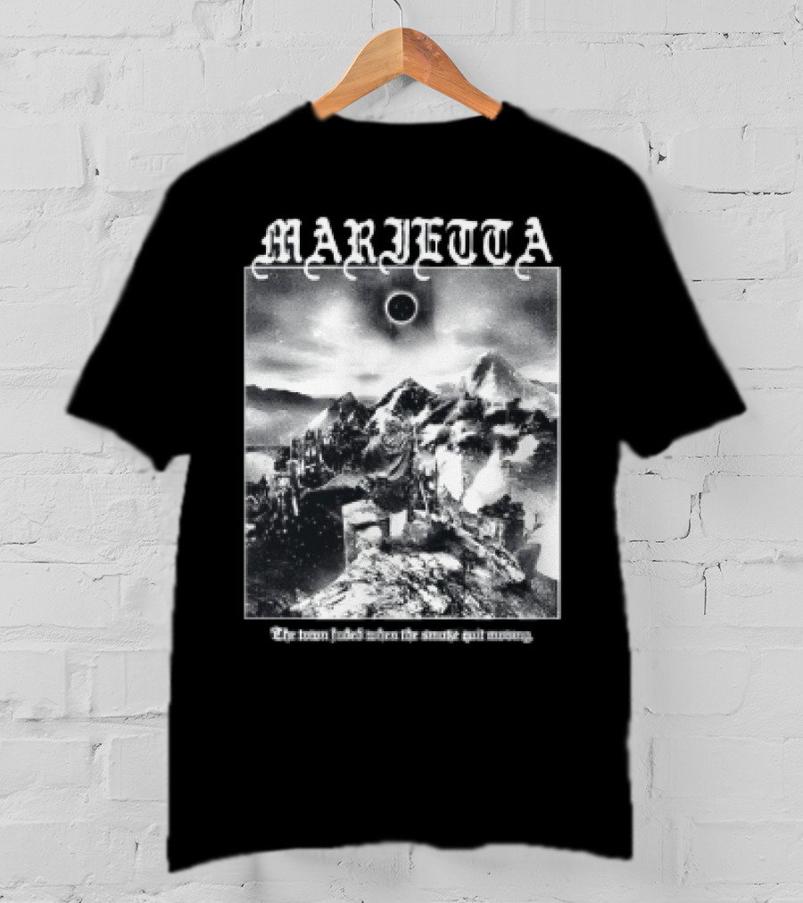 Marietta The Town Faded Eclipse Over Mountains And Town T-Shirt