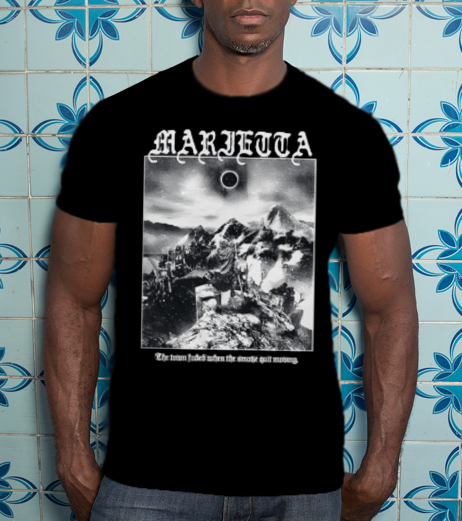 Marietta The Town Faded Eclipse Over Mountains And Town T-Shirt