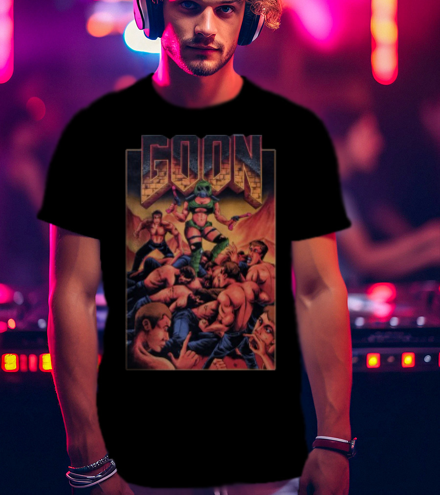 Goon Comic Style Muscle Battle Retro Graphics T-Shirt
