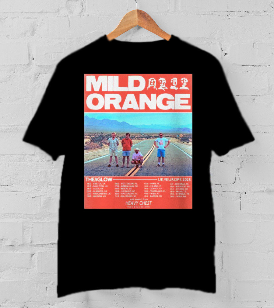 Mild Orange The Glow Tour UK Europe 2025 Dates Heavy Chest Support T-Shirt
