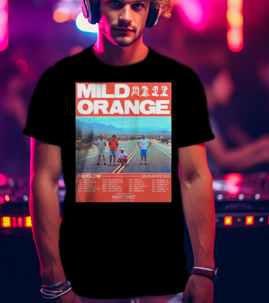 Mild Orange The Glow Tour UK Europe 2025 Dates Heavy Chest Support T-Shirt