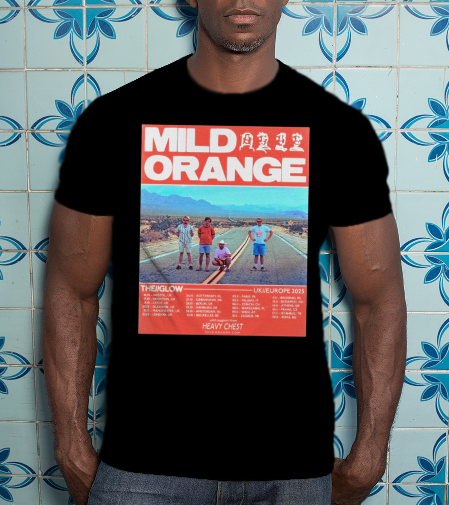 Mild Orange The Glow Tour UK Europe 2025 Dates Heavy Chest Support T-Shirt