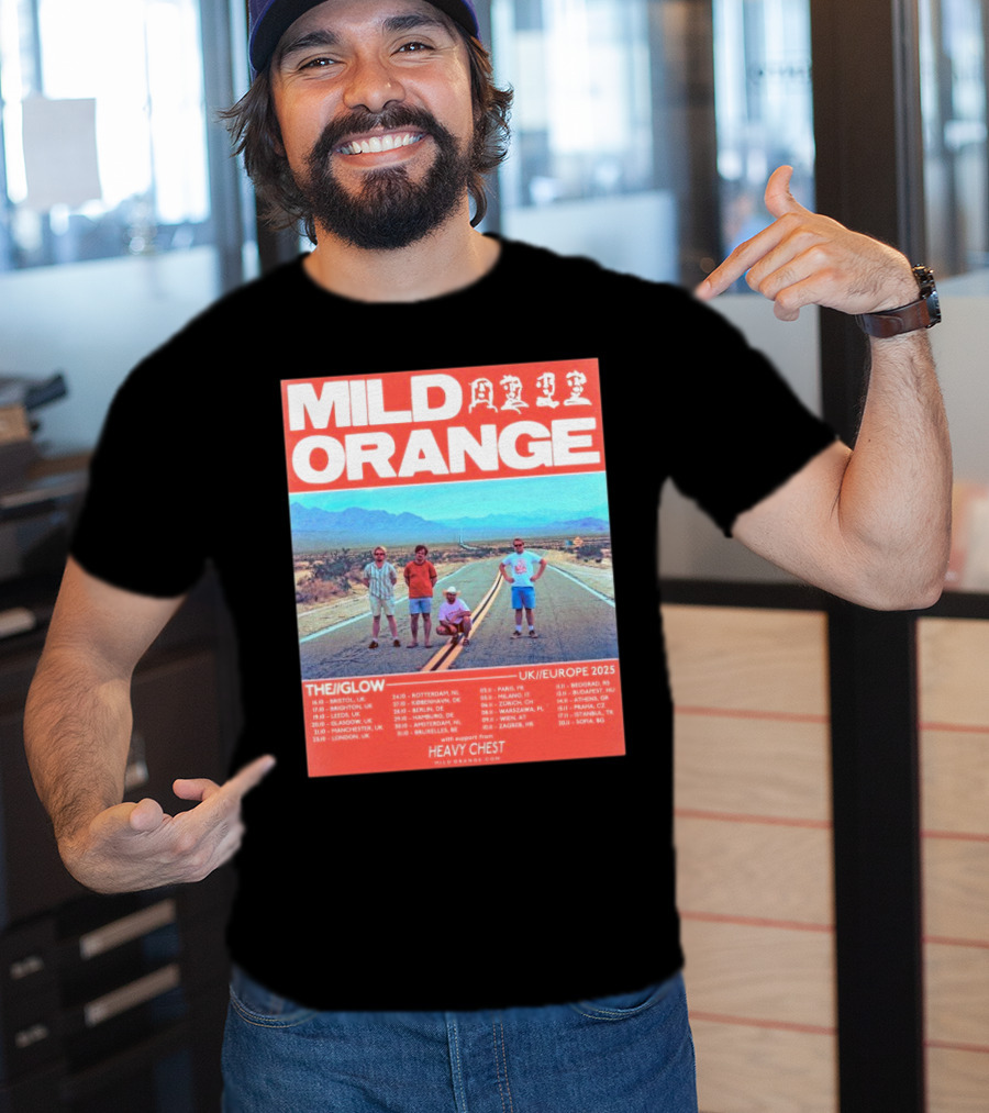 Mild Orange The Glow Tour UK Europe 2025 Dates Heavy Chest Support T-Shirt