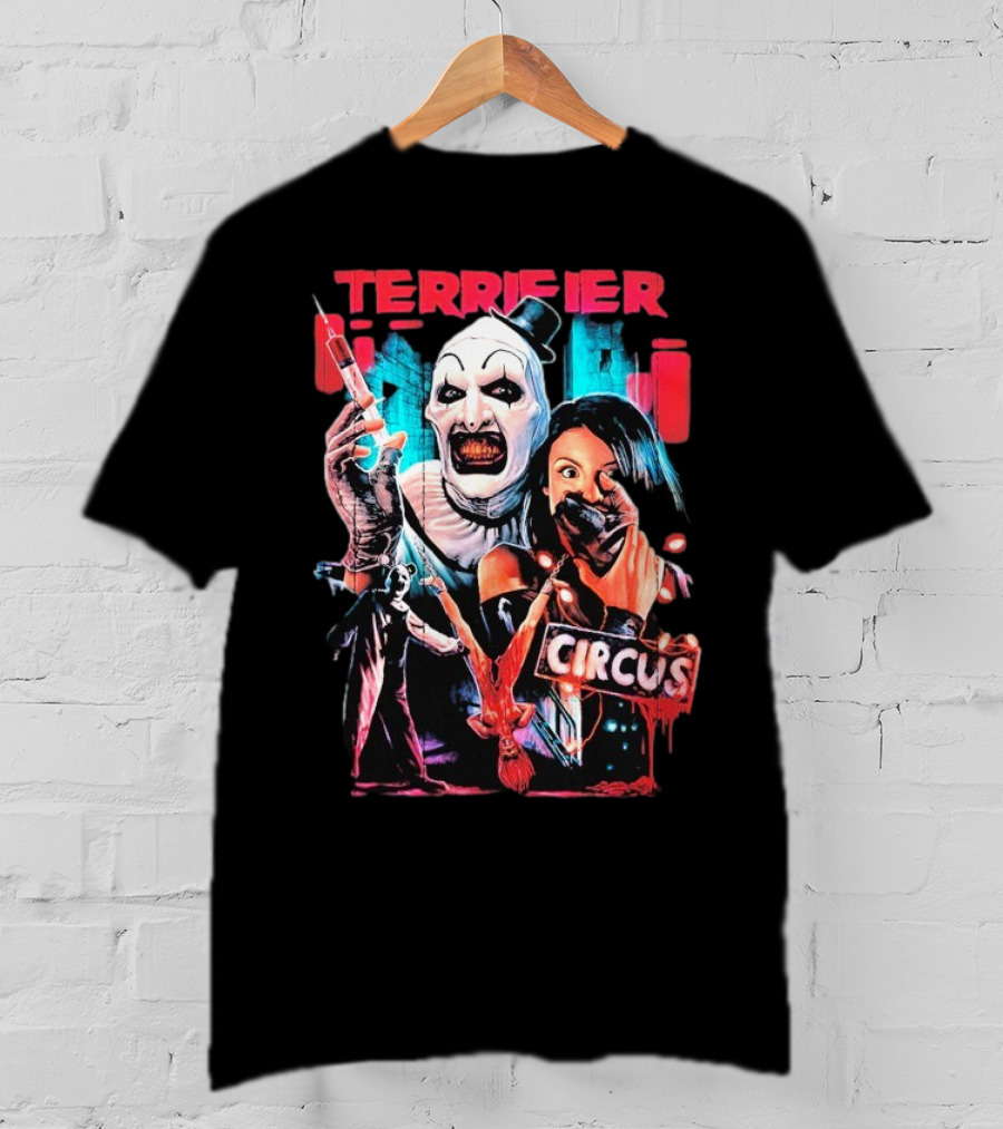Terrifier Circus Horror Clown Costume And Horror Movie Imagery T-Shirt