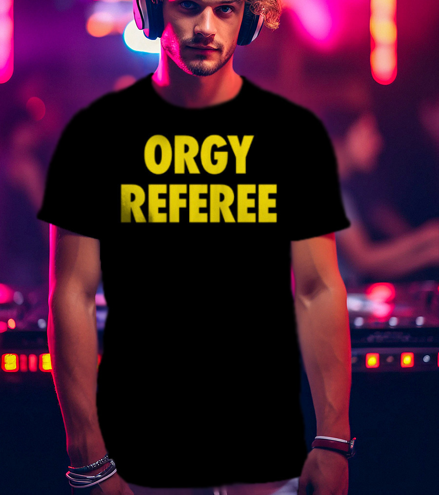 Orgy Referee Black Bold Yellow Text T-Shirt