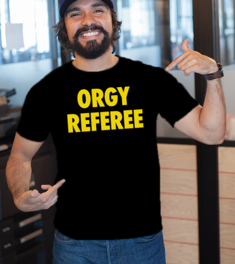 Orgy Referee Black Bold Yellow Text T-Shirt